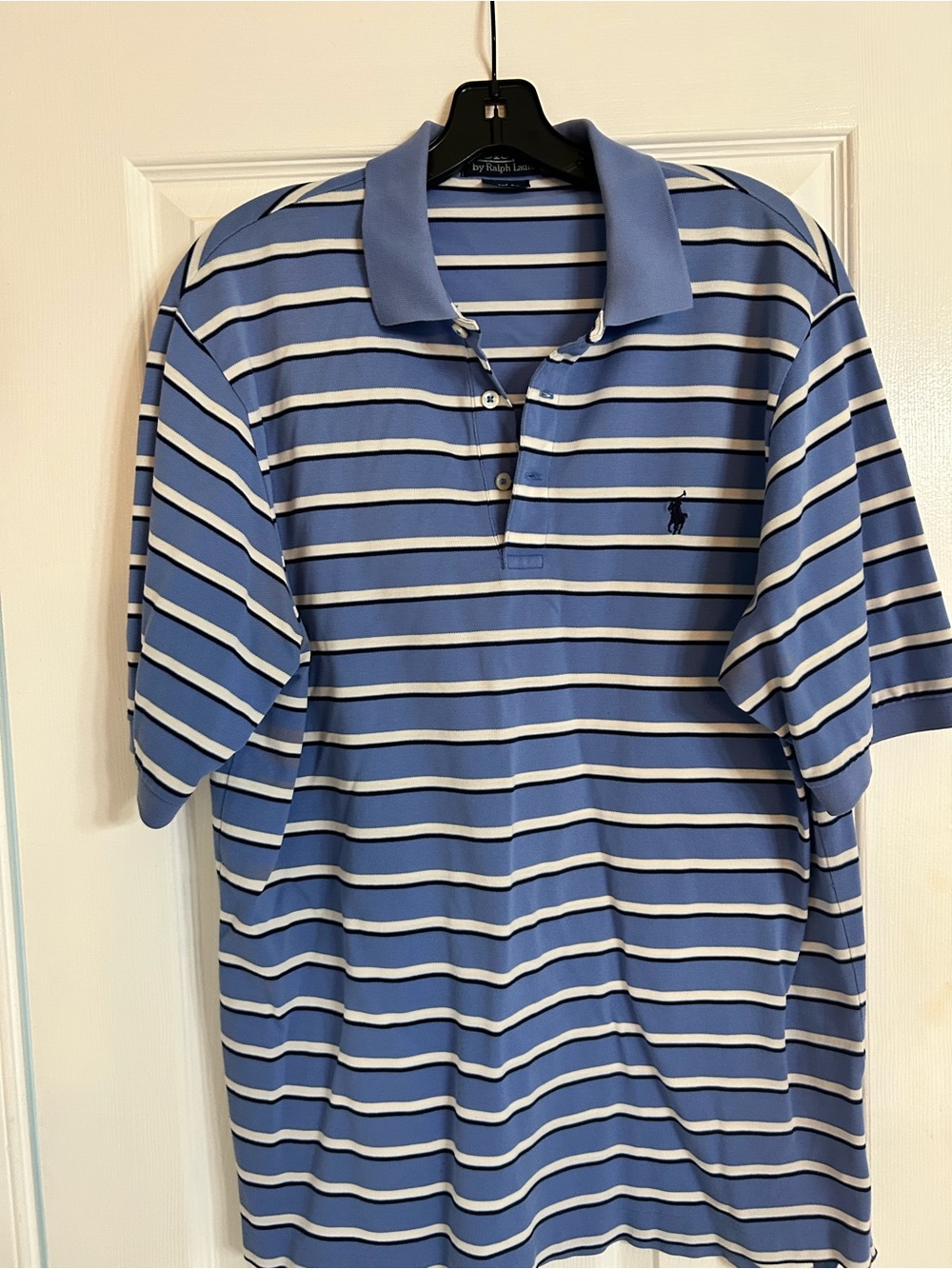 Ralph Lauren Light Blue and White Striped Polo Shirt